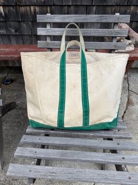 SUPER RARE 70's / 80's SAWTOOTH LABEL LL BEAN GREEN BOAT & TOTE